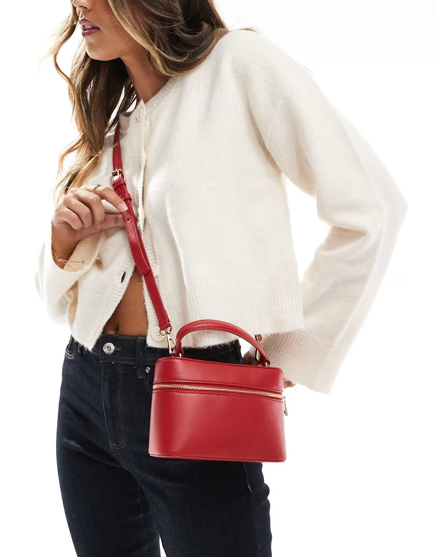 ASOS DESIGN vanity cross body bag in red with detachable crossbody strap in red | ASOS (Global)