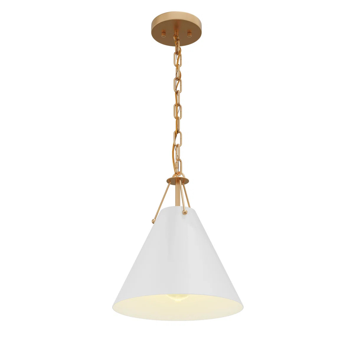Velvain 1-Light White Finished Mental Shade Dimmable Classic Adjustable Pendant Chicken Light Fix... | Wayfair North America
