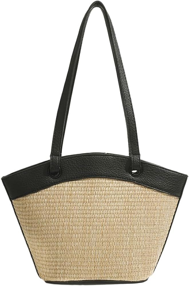 Straw Bag for Women Straw Beach Bag Tote Bag French Retro Shoulder Bag Handbag Summer Woven Hobo ... | Amazon (US)