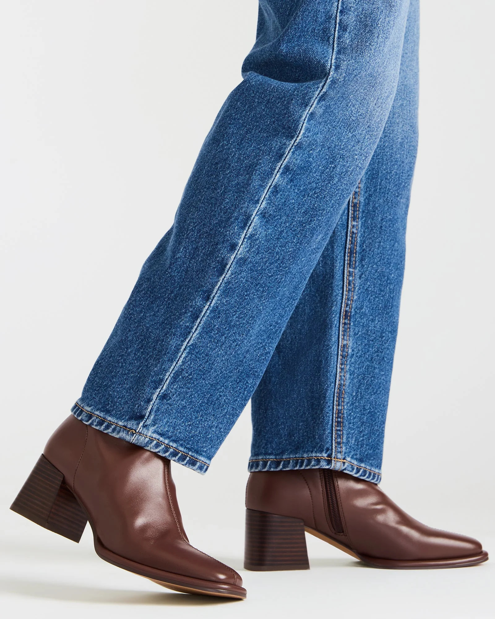 PAMMY Brown Square-Toe Block Heel Women's Ankle Boot | Steve Madden (US)