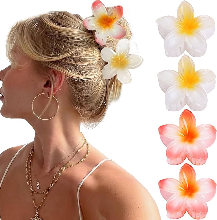 Flower Hair Claw Clips-4PCS Large Claw Clips for Thick Hair,Strong Hold Nonslip Hair Clips for Wo... | Amazon (US)