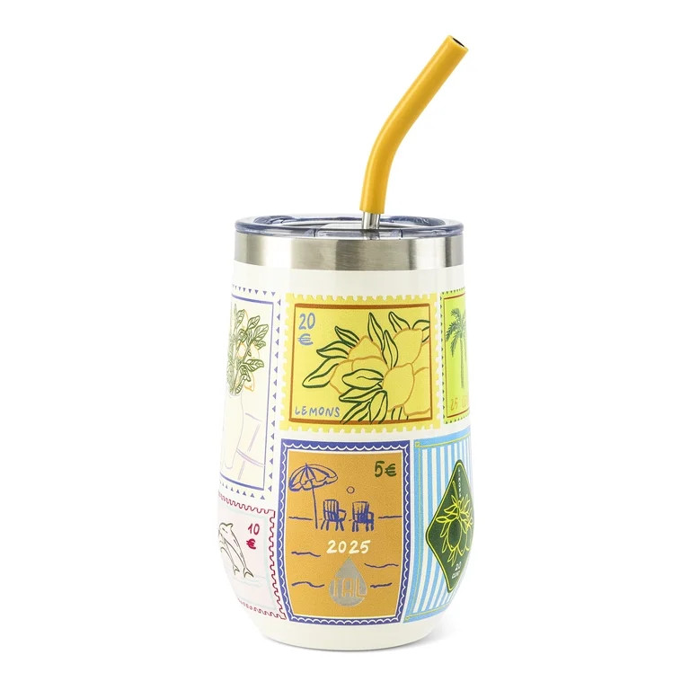 TAL 16oz Stainless Steel Wine Tumbler with Straw, Stamps | Walmart (US)