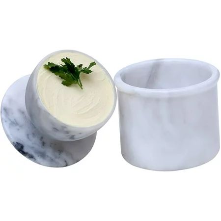 Butter Dish Cover Pot White Handmade Marble French Butter Storage Crock Keeper for Kitchenware | Walmart (US)