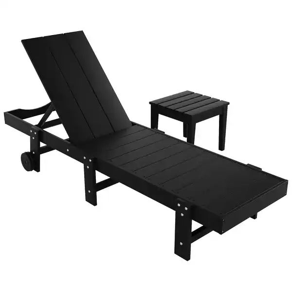 Polytrends Shoreside Modern Poly Eco-Friendly All Weather Reclining Chaise Lounge With Wheels and... | Bed Bath & Beyond