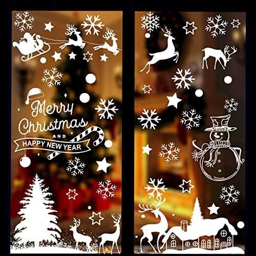 GRACCEE 9 Sheets Christmas Window Clings ,Christmas Tree Snowman Reindeer Window Decals for Winte... | Amazon (US)