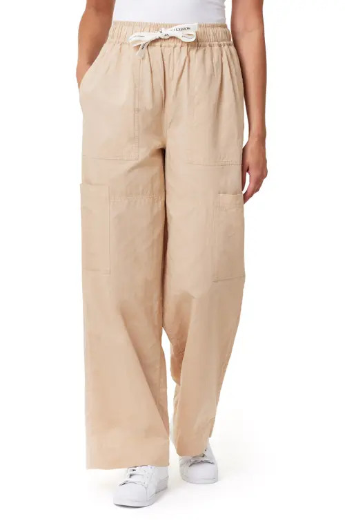 Scotch & Soda Noa High Waist Wide Leg Cotton & Linen Cargo Pants in Soft Camel at Nordstrom, Size Large X 30 | Nordstrom