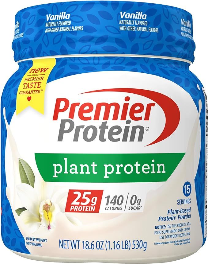 Premier Protein Powder Plant Protein, Vanilla, 25g Plant-Based Protein, 0g Sugar, Gluten Free, No... | Amazon (US)