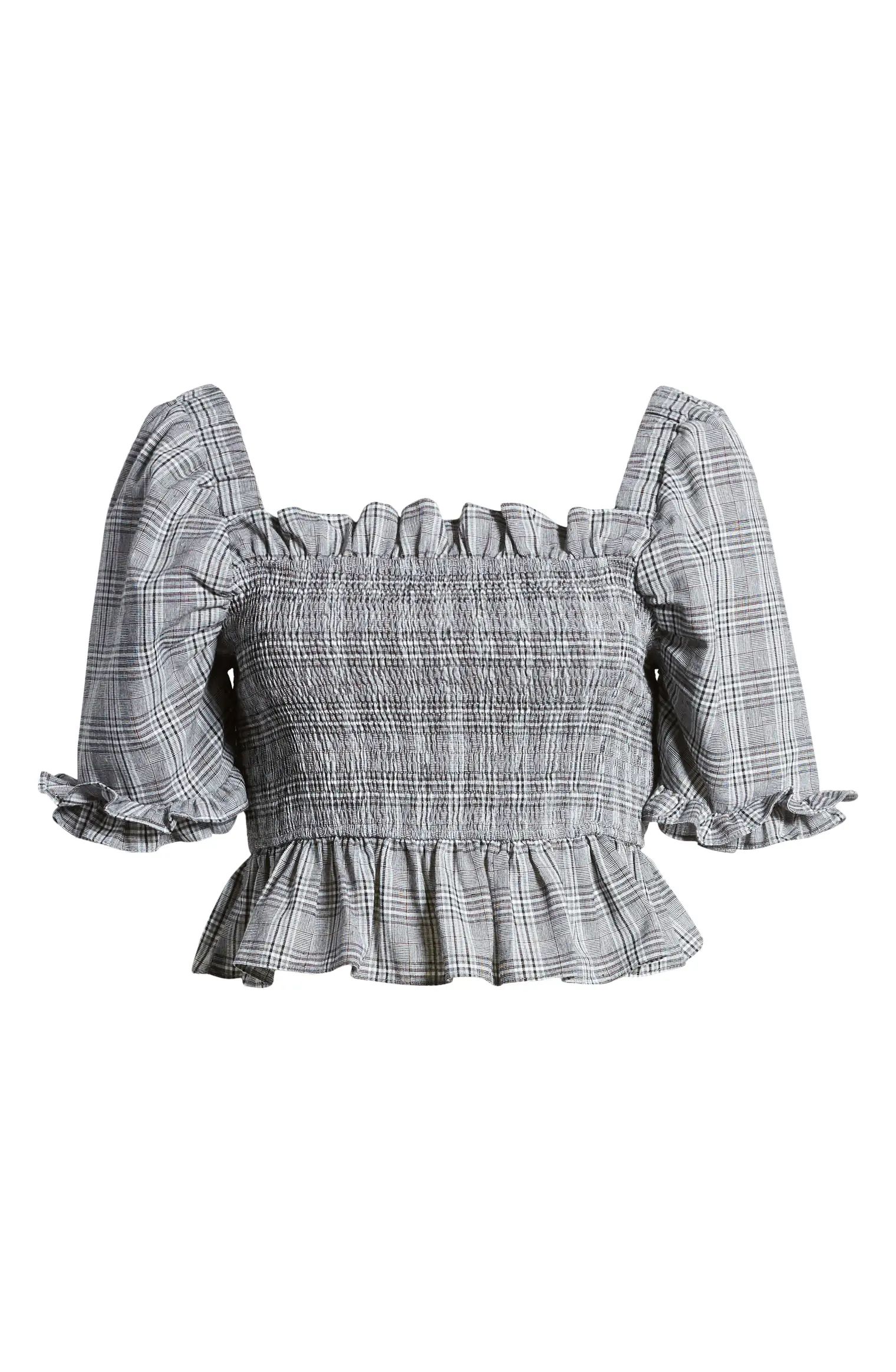 Smocked Cotton Blend Blouse | Nordstrom