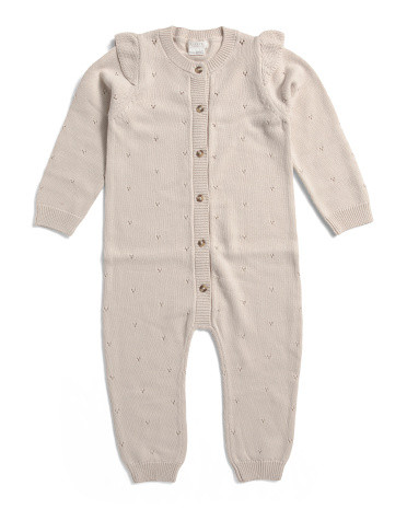 Infant Girls Sweater Knit Ruffled Playsuit | TJ Maxx