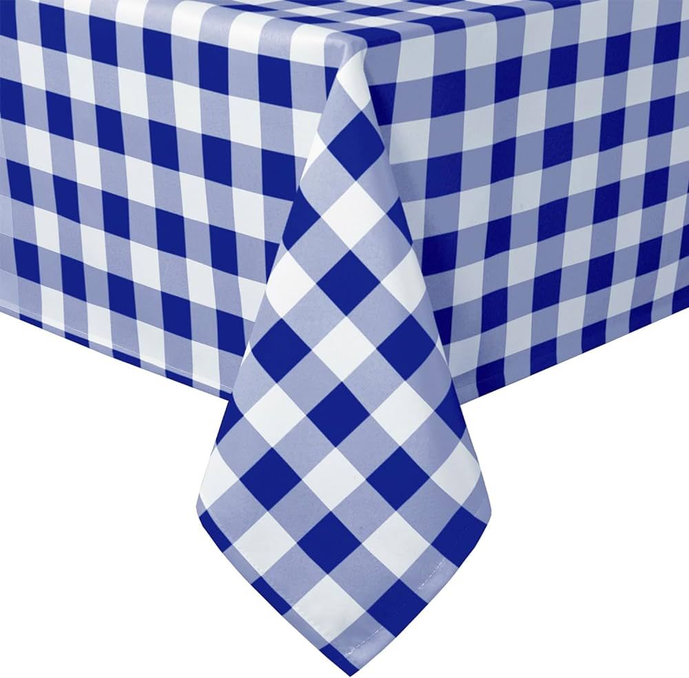 Hiasan Royal Blue Checkered Tablecloth Rectangle - Wrinkle Resistant, Stain Resistant and Waterpr... | Amazon (US)
