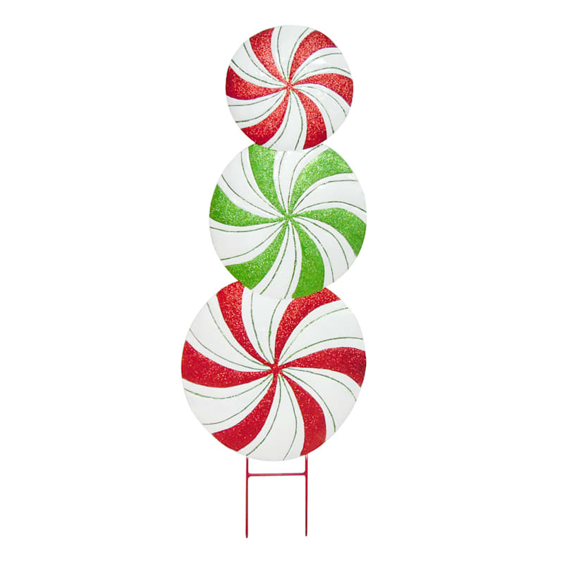 Stacked Peppermints Yard Stake, 36" | At Home