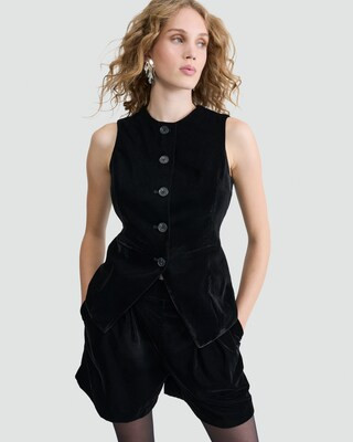 F&F Velvet Buttoned Co-ord Waistcoat in Black | Tesco F&F