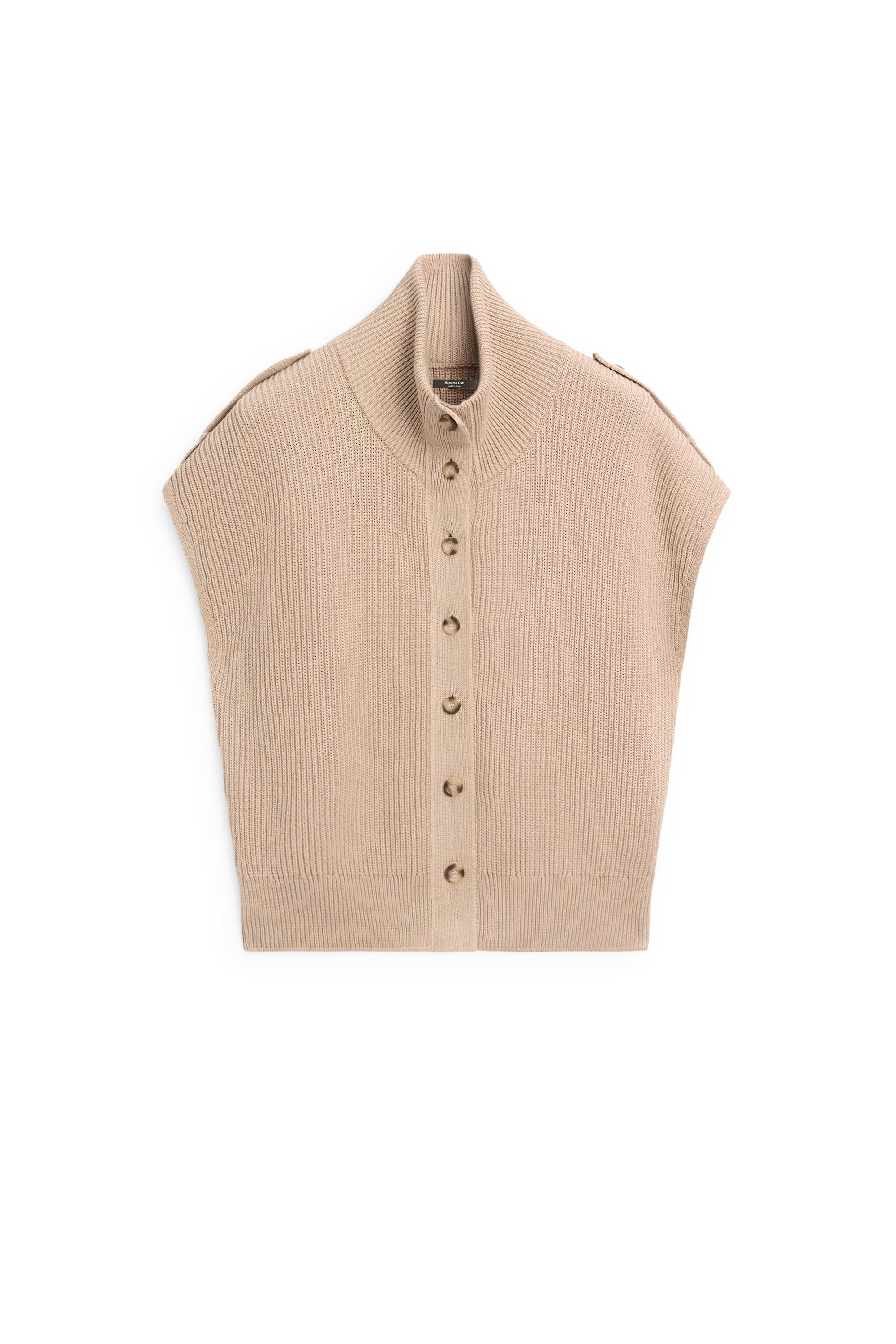 100% cotton button-detail knit vest - CAMEL | Massimo Dutti UK