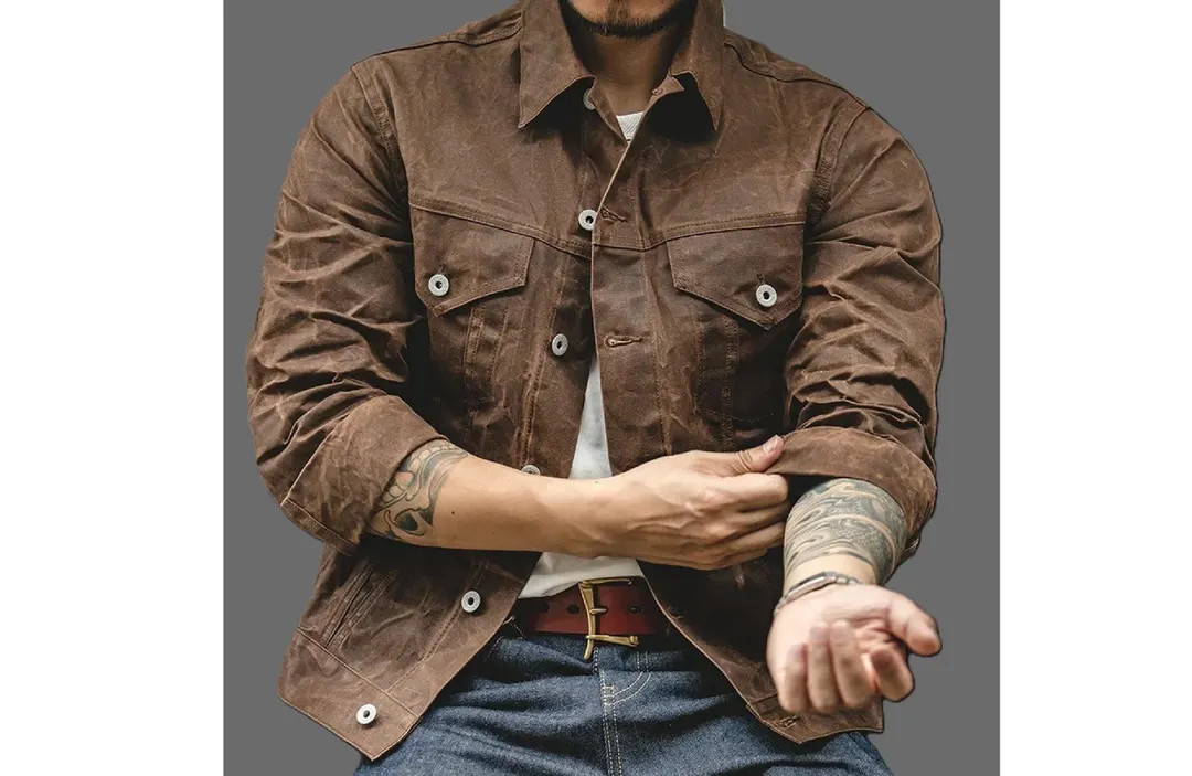 Men's Oil-waxed Canvas Trucker Jacket: Retro Workwear Coat - Etsy | Etsy (US)