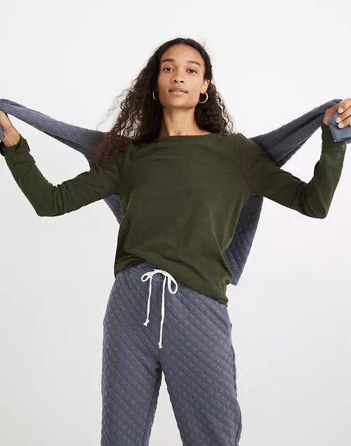 Whisper Cotton Rib-Crewneck Long-Sleeve Tee | Madewell