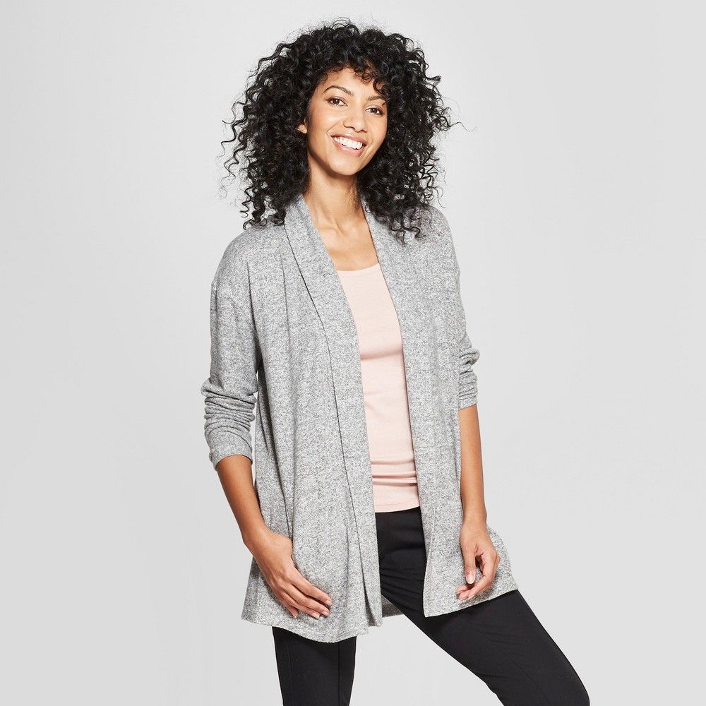 Women's Open Cozy Knit Cardigan - A New Day Heather Gray XS | Target