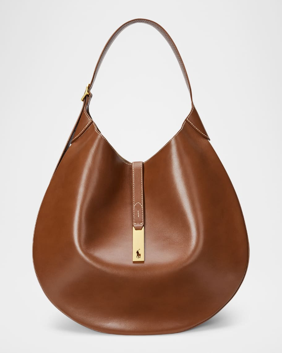 Polo ID Medium Leather Shoulder Bag | Neiman Marcus