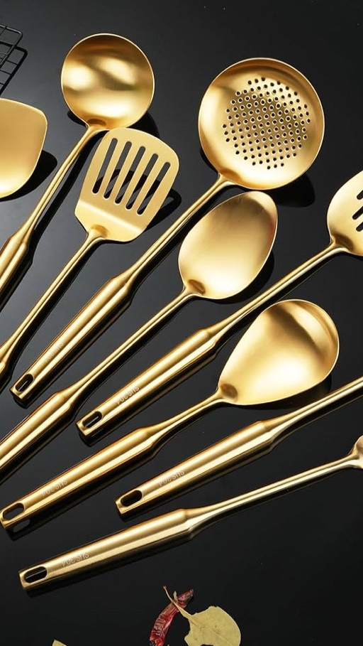 I accidentally bought these as cooking utensils but instead they’re better off as serving utensils. They remind me of something you would buy from Williams Sonoma. Seriously. The quality is there! Sturdy and the Gold finish is gorgeous  

#LTKFindsUnder50 #LTKHome #LTKFamily