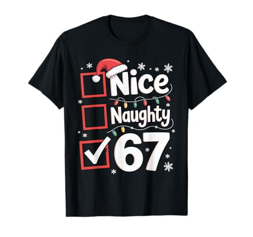 Nice Naughty 67 Christmas Costume 67 Meme Men Women Kids 6 7 T-Shirt | Amazon (US)