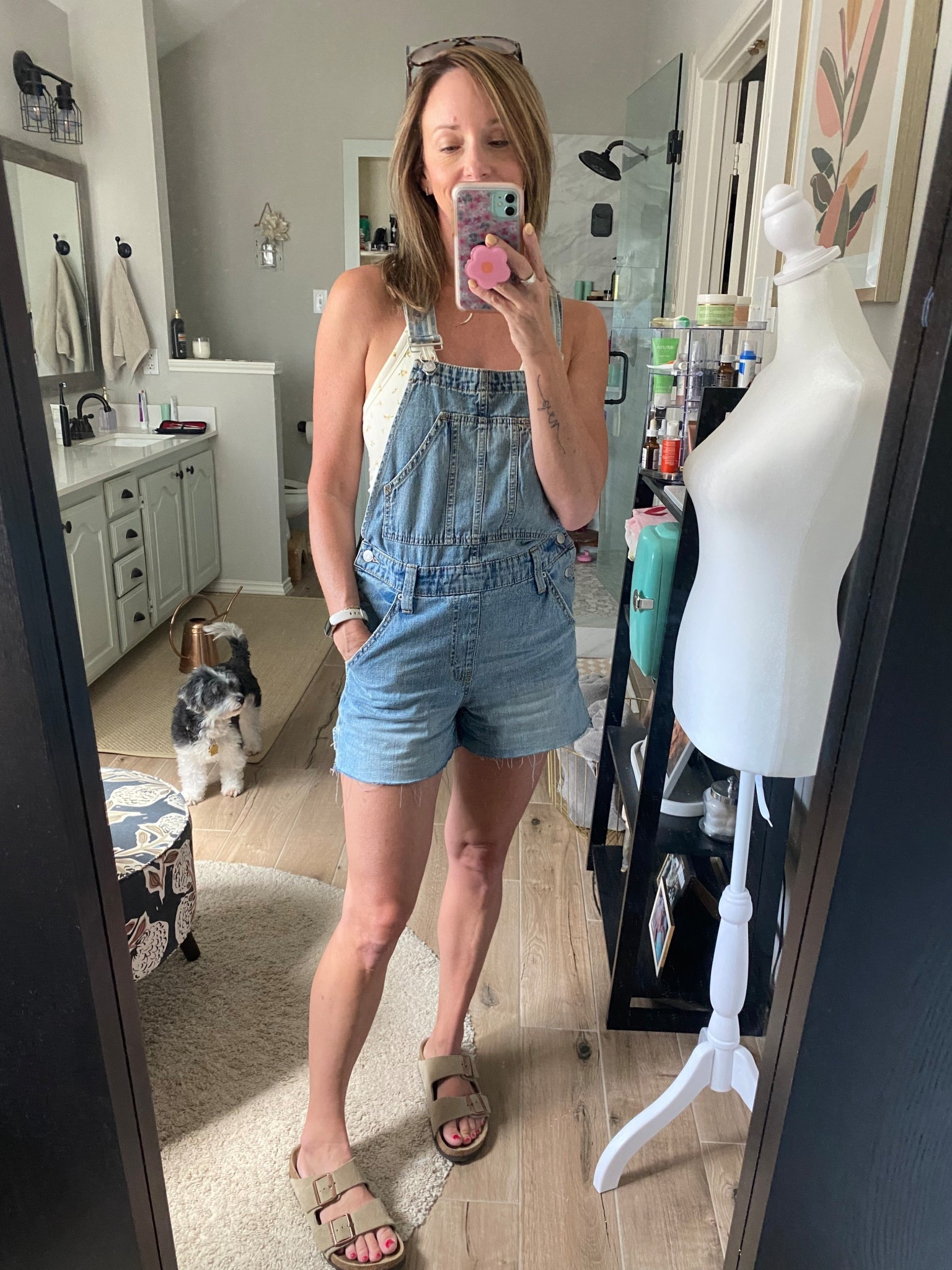 These overalls are the softest and this tank is the savior with a built-in bra. Comfy, cute outfit for a mom on the go!

#LTKOver40 #LTKSeasonal #LTKStyleTip