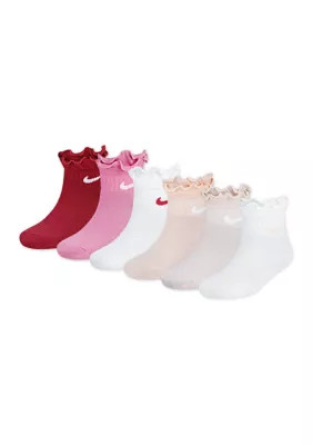 Nike Girls 6-Pack Ruffle Ankle Socks, 4 - 5 | Belk