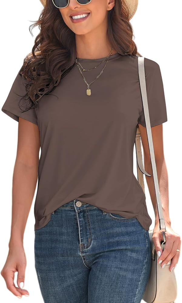 KevaMolly Basic T Shirts for Women UPF 50+ Short Sleeve Casual Summer Tops Trendy Solid Loose Fit... | Amazon (US)