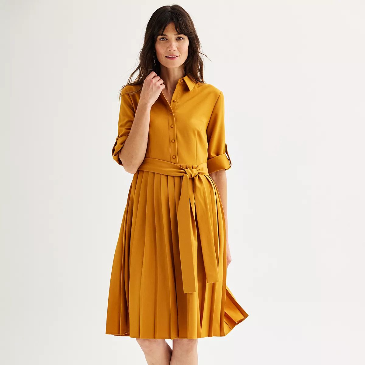 Women's Nanette Lepore Rolled Sleeve Pleated Shirtdress | Kohl's