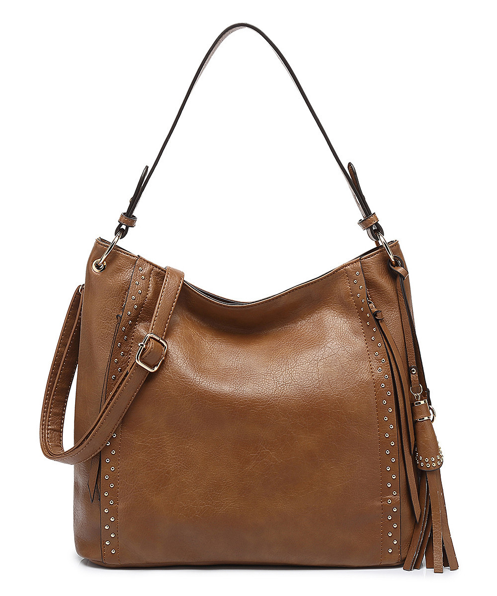 Style Strategy Women's Hobos Brown - Brown Studded Tassel-Accent Hobo | Zulily