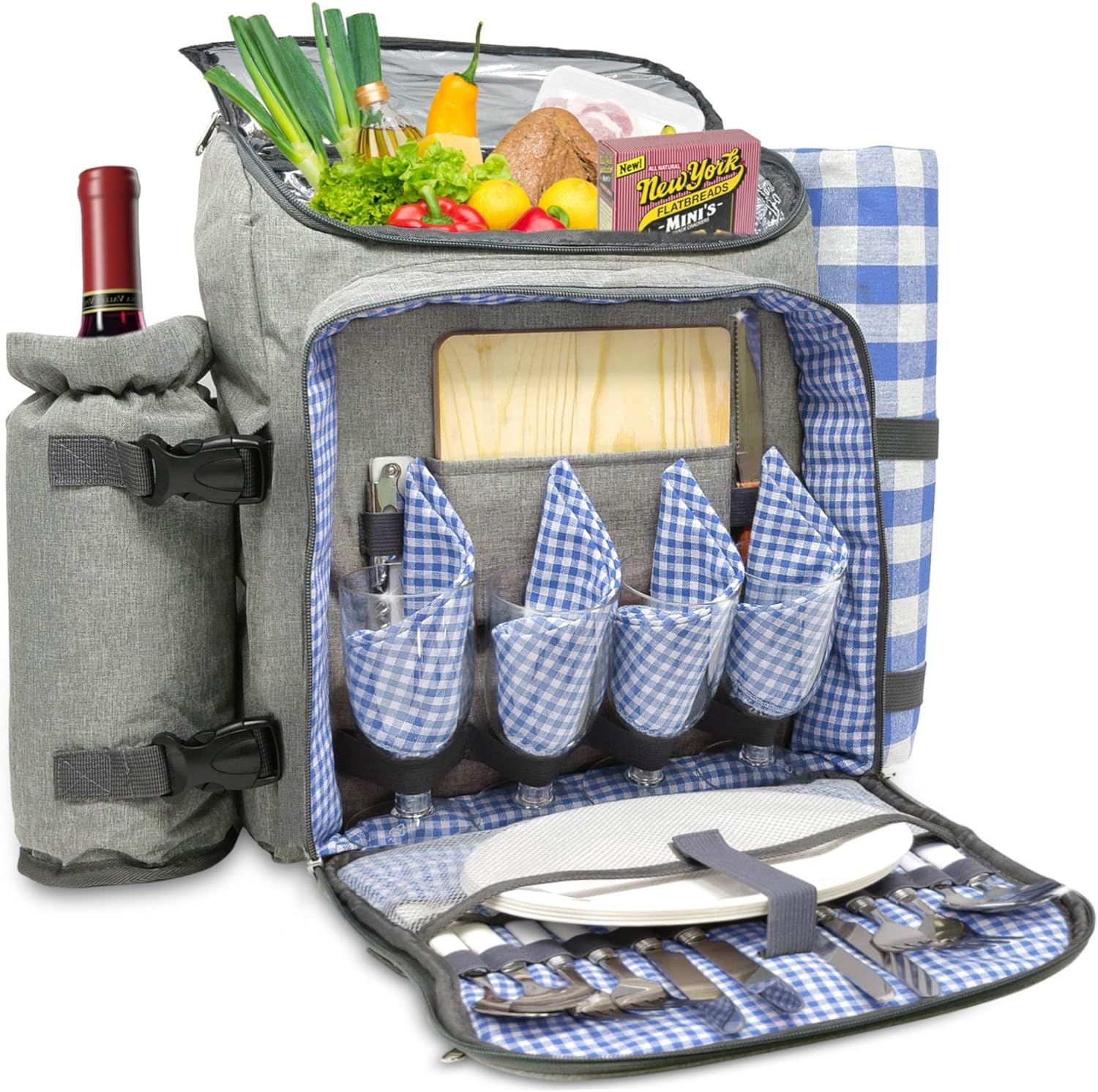 Nature Gear Picnic Backpack for 4 - Picnic Kit - 4 Person Insulated Picnic Set and Wine Backpack ... | Amazon (US)