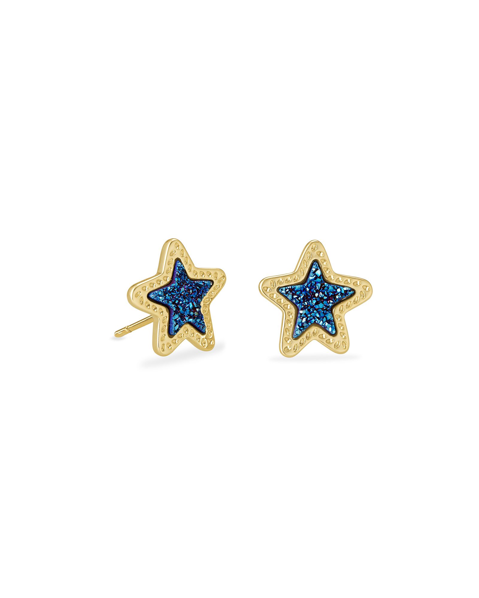 Jae Star Gold Stud Earrings in Blue Drusy | Kendra Scott | Kendra Scott