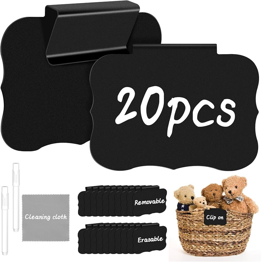 23PCS Basket Labels Clip On, 20 Removable Labels for Storage Bins, Kitchen Pantry Label, Plastic ... | Amazon (US)