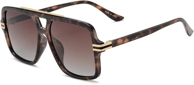 OUWEN Retro Oversized Polarized Square Sunglasses Womens Mens, Trendy Designer Big Rectangle Sun ... | Amazon (US)