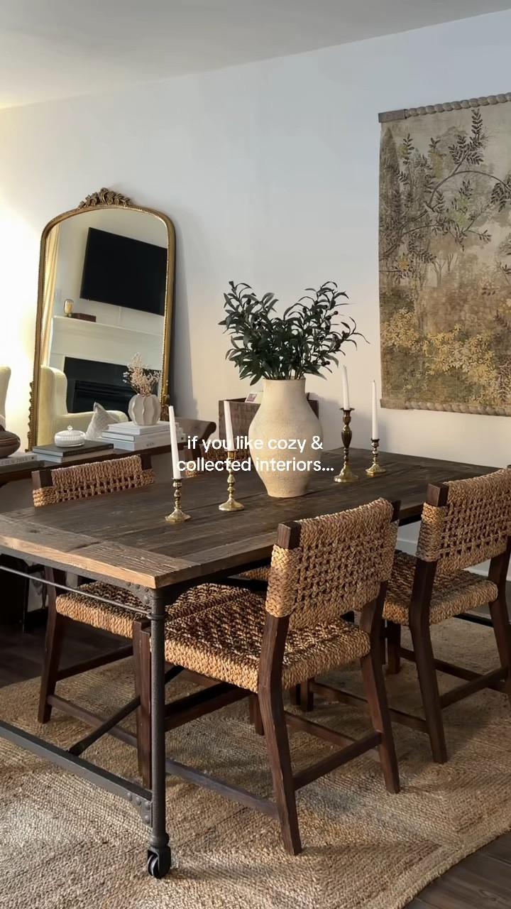 2/1/26 A little look into our cozy, collected home. Sharing the pieces I can link — our Amazon linen curtains and shades, the seven-foot Anthropologie mirror, our rugs, and the Anthropologie wall tapestry. Many of the larger furniture pieces are secondhand vintage and antique finds, which is a big part of how our home came together.

#LTKHome