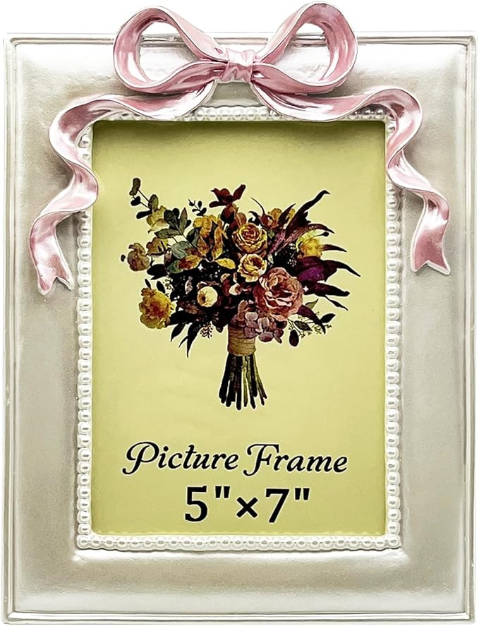Vintage Picture Frame 5x7 Inch, Antique Ornate Photo Frames with Glass Front, Cute Bow Design, Ta... | Amazon (US)