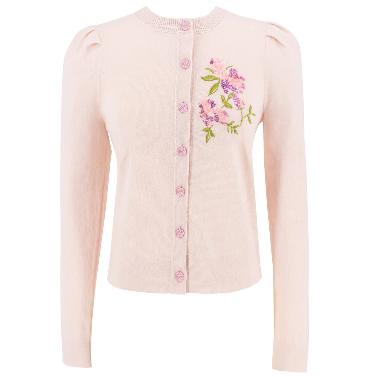 Women's Puff Sleeve Laursie Cardigan - Lovely Rose | Dondolo