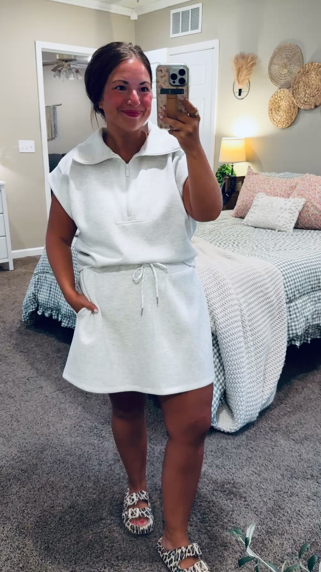 Classroom to weekend? ✔️ This Target set does both! 🤍 Comfy, cute, and so easy to mix and match.

sandals: fit true to size // wearing a 5
skort: fits a tad oversized // wearing a large
quarter zip: fits true to size // wearing a large (would be so cute mixed & matched!) 

 #LTKMidsize #LTKWorkwear