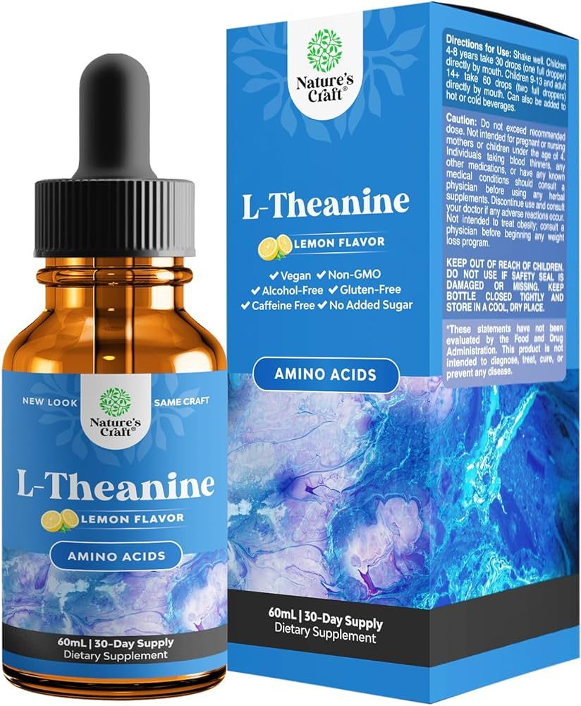 High Absorption L-Theanine Liquid Drops - Nootropic Focus Supplement with L Theanine 200mg Per Se... | Amazon (US)