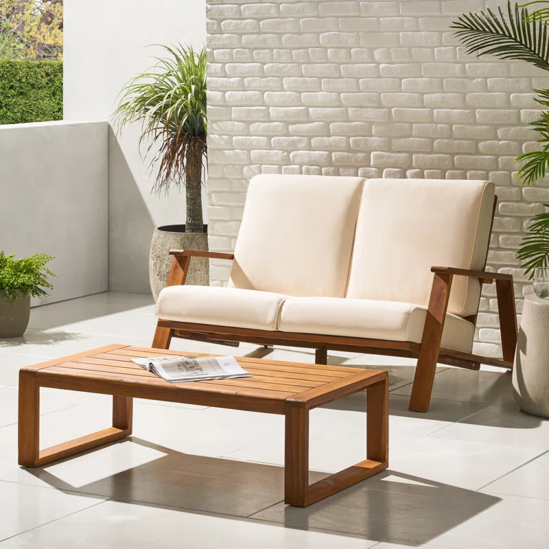 Isham Outdoor 2 Piece Sofa Seating Group with Cushions | Wayfair North America