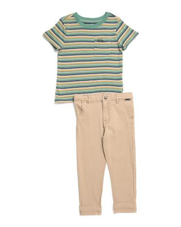 Toddler Boys 2pc Striped Tee And Stretch Jeans Set | TJ Maxx