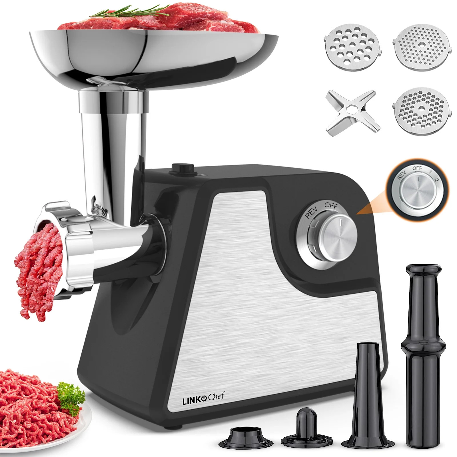 LINKChef Meat Grinder, 2 Adjustable Speed 2400W Max Electric Meat Grinders for Home use, Sausage ... | Walmart (US)