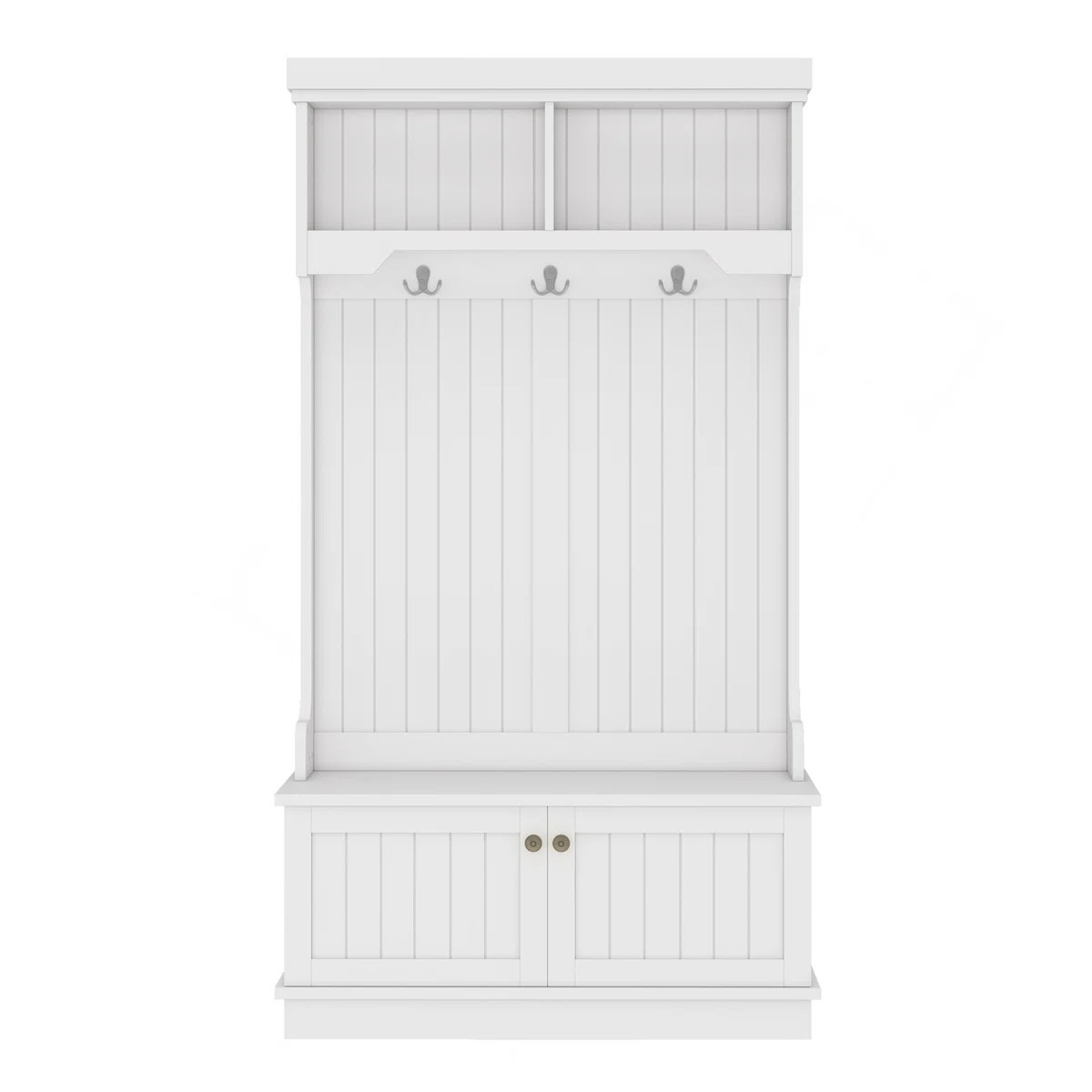 Hall Tree With Storage Shoe Bench And Coat Racks, 4-In-1 Design For Entryway And Hallway, White | Wayfair North America
