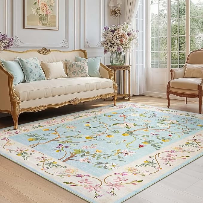 jinchan Floraison Soft Floral 4x6 Rug Machine Washable Area Rugs Non Slip Stain Restistant Chinoi... | Amazon (US)