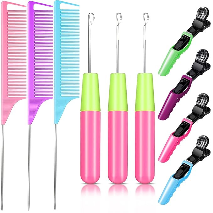 10 Pieces Latch Hook Crochet Needle Comb Hair Clip Set Include 3 Pieces Stainless Steel Crochet N... | Amazon (US)