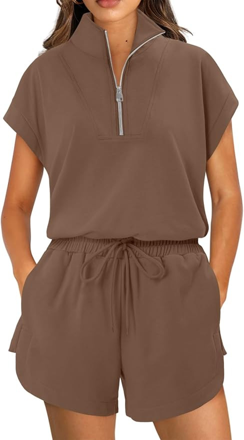 KISSMODA Two Piece Sets for Women Sweatsuit Casual Tracksuits Short Sleeve Tops and Shorts 2025 L... | Amazon (US)