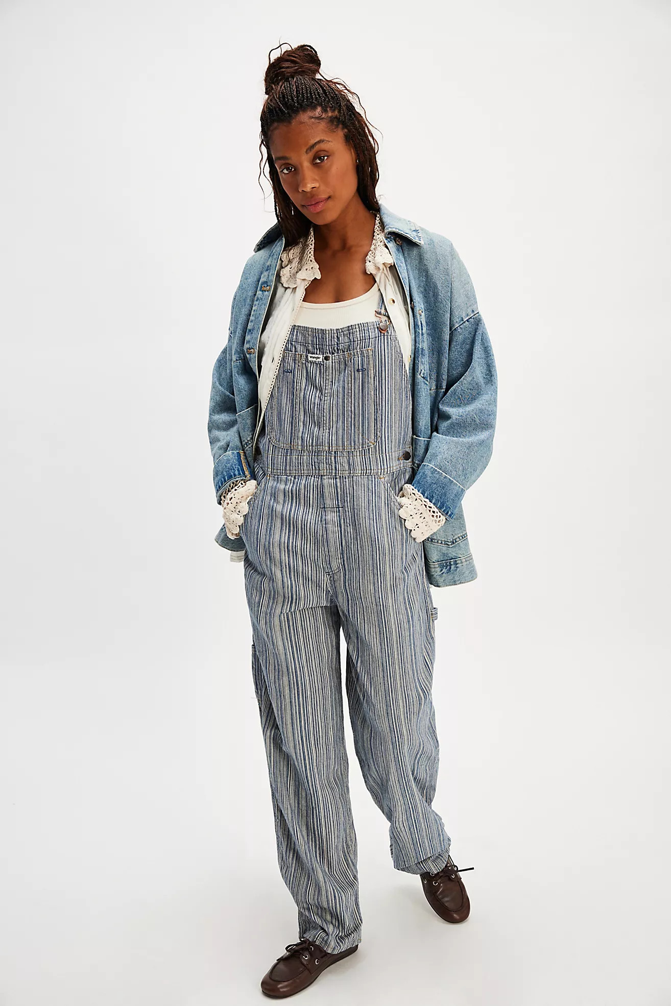 Wrangler Stripe Straight-Leg Bib Overalls | Free People (Global - UK&FR Excluded)