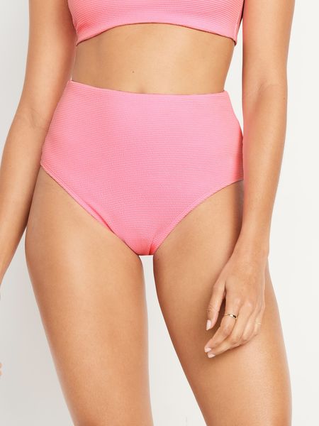 High-Waisted French-Cut Puckered Bikini Swim Bottoms for Women | Old Navy (US)