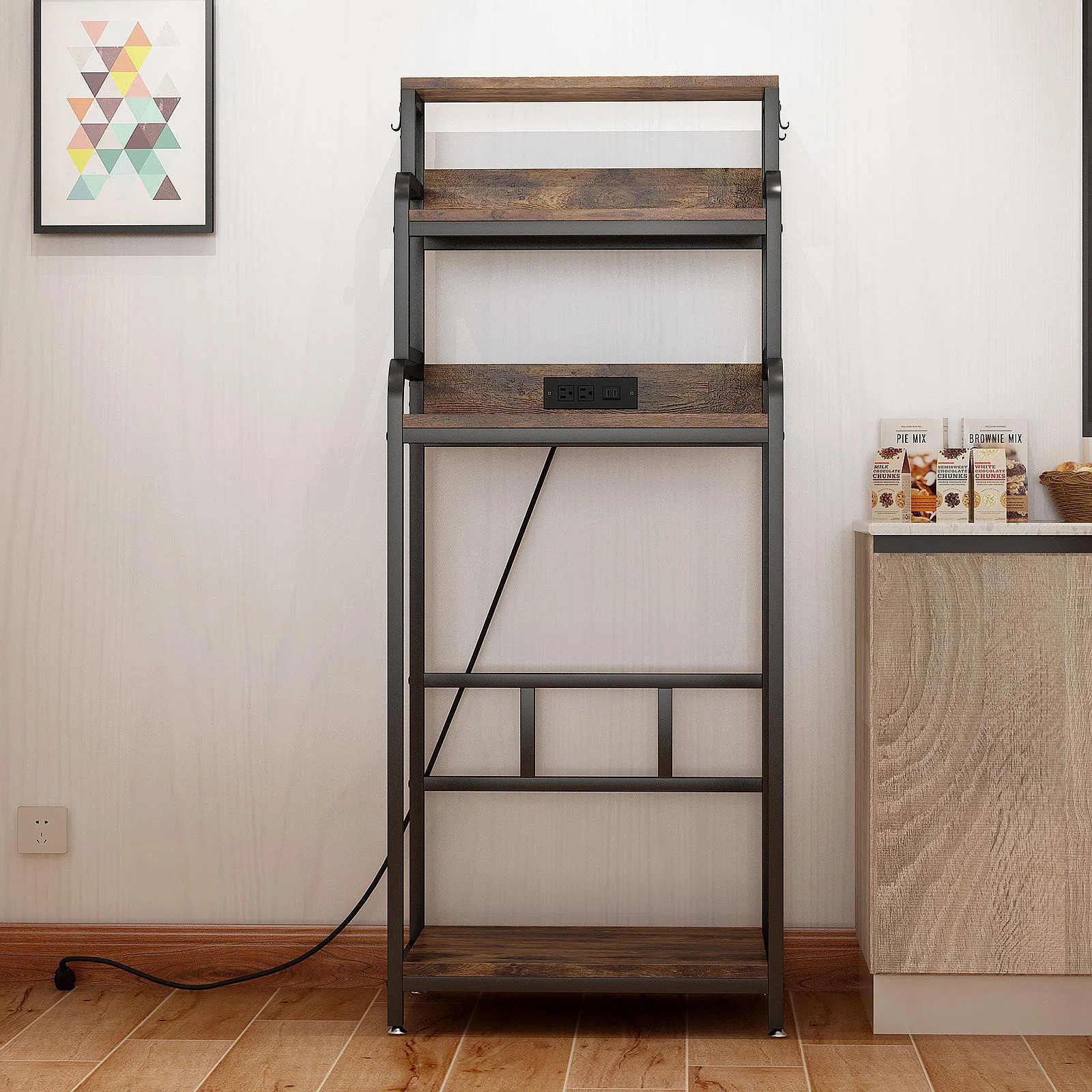 Trent Austin Design® Vintage 4-Tier Mini Fridge Stand With Storage, Mini Fridge Cabinet With Storage, Microwave Stand, Bakers Rack, Microwave Oven Stand With Storage, Mini Fridge Shelf For Home Office Dorm, BROWN | Wayfair | Wayfair North America