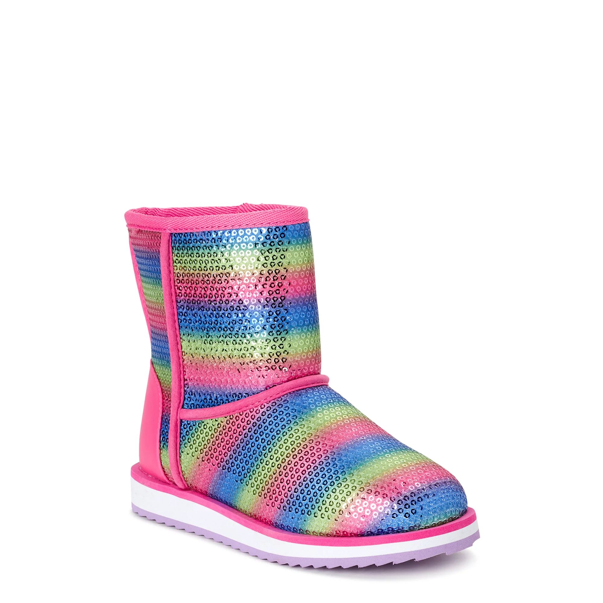 Wonder Nation Striped Sequin Faux Shearling Boot (Toddler Girls) | Walmart (US)