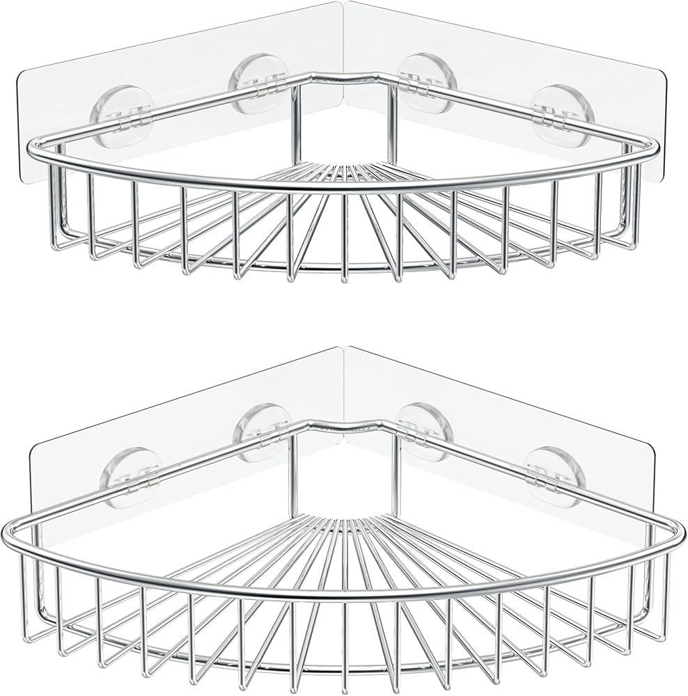 SMARTAKE 2-Pack Corner Shower Caddy, SUS304 Stainless Steel, Wall Mounted Bathroom Shelf with Adh... | Amazon (US)