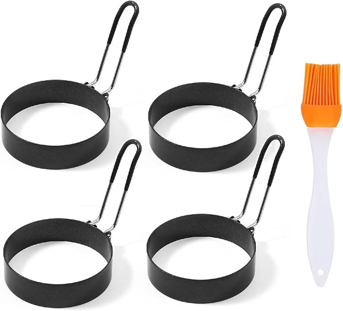 3.5" Egg Rings Mold with Plastic Handle, Round Mold for English Muffins - Griddle Cooking Shaper ... | Amazon (US)